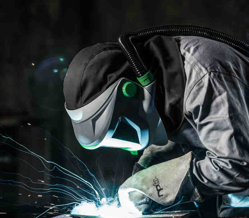 Welder wearing RPB respiratory protection